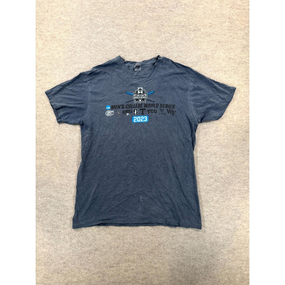 College World Series Omaha 2023 T Shirt Men M Charcoal Gray Blue 84 NCAA Graphic